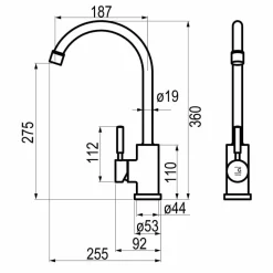 Grifo De Cocina Caño Alto Curvo Para Exterior Theo Inox – 8648399 – Galindo