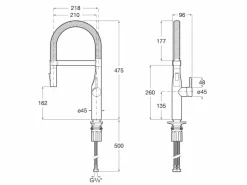 Grifo De Cocina Con Caño Giratorio De PVC Y Ducha Extraíble De Dos Funciones – Glera – Roca – A5A884DC00