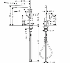 Grifo De Cocina Mezclador Monomando 270, Caño Extraíble, 1jet Talis M54 – 72808000 – Hansgrohe