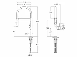 Grifo De Cocina Mezclador Monomando Con Caño Giratorio Con Muelle Y Ducha Extraíble De Dos Funciones – Glera – Roca – A5A8A4DC00