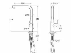 Grifo De Cocina Monomando Mezclador Con Caño Giratorio Cromo – Glera – Roca – A5A834DC00