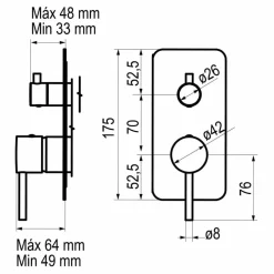 Grifo De Ducha Empotrable 3 Vías Trama Cromo – 4977200 – Galindo