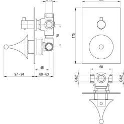 Grifo De Ducha Empotrable 3 Vías – Chip – Galindo – 8827200