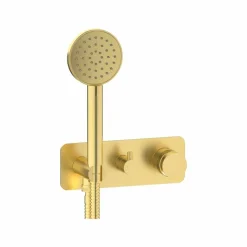 Grifo De Ducha Mural 3 Vías Zoom Oro Cepillado Con Accesorios De Ducha – 4989229 – Galindo – LuxCover