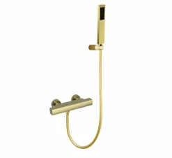 Grifo De Ducha Termostatica Con Soporte Oro Cepillado – Yanet YN31F 36 – Kassandra