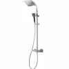 Grifo De Ducha Termostática Con Columna Nitro Plus Negro Rociador 300 Mm Inox, Flexo Pvc Y Maneral – 110049302 – Galindo – LuxCover
