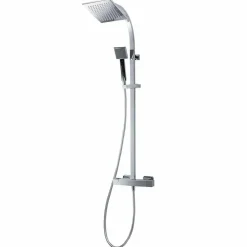 Grifo De Ducha Termostática Con Columna Nitro Plus Negro Rociador 300 Mm Inox, Flexo Pvc Y Maneral – 110049302 – Galindo – LuxCover