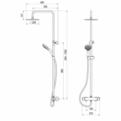 Grifo De Ducha Termostática Con Columna Pysa Rociador 250 Mm – 50049302 – Galindo