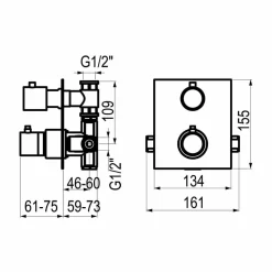 Grifo De Ducha Termostática Empotrable 1 Vía Atlantis 2 Entradas 1 Salida – 30047300 – Galindo