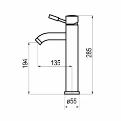 Grifo De Lavabo Alto Inox – 8665500 – Galindo