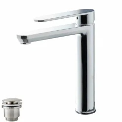 Grifo De Lavabo Alto Nine Cromo Con Desagüe Semiautomático – 4624500 – Galindo