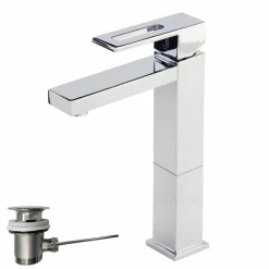 Grifo De Lavabo Alto Nitro Con Desagüe Automático Cromo – 5244500 – Galindo