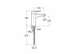 Grifo De Lavabo Con Caño Mezzo, Cuerpo Liso, Cold Start – Atlas – Roca – A5A3990C00