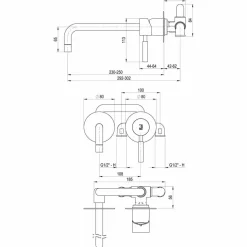 Grifo De Lavabo Mural Theo City Sin Placa Negro – 8655616 – Galindo – LuxCover