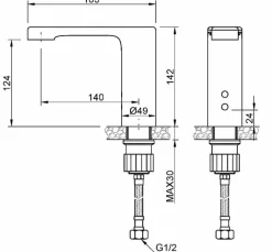 Grifo Electrónico Un Agua Para Lavabo Acabado Negro Caudal Estandar – 07260.N – Nofer