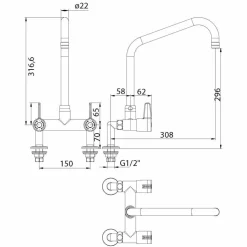 Grifo Fregadero Industrial Accionamiento Mediante Maneta Bimando- 70808 – Presto Iberica