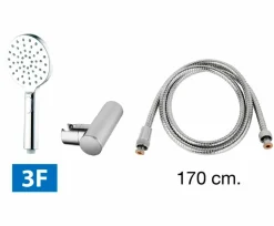 Grifo Monomando De Ducha Beta Cromo Con Equipo (Mango De Ducha, Flexo Y Soporte) – 01BE2310CR – AQG