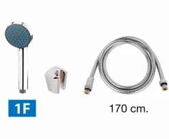 Grifo Monomando De Ducha Vent-I2 Cromo Con Equipo (Mango De Ducha, Flexo Y Soporte) – 01VEN302CR – AQG