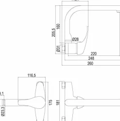 Grifo Monomando De Fregadera Mural Times – 05TIM540CR – AQG
