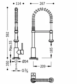 Grifo Monomando Fregadero Vertical MAX‑TRES Para Cocina – 130493 – Tres Grifería