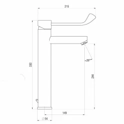 Grifo Monomando Gerontológico Lavabo Alto Mezclador Cromo Karim – PrestoEquip – 89455PG