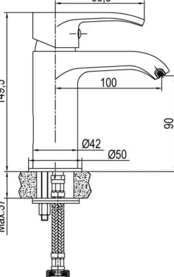 Grifo Monomando Lavabo Cromo – Salt – AQG – 01SAL100CR