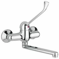 Grifo Monomando Mezclador Para Fijar En Pared Con Palanca Gerontológica. Latón Cromado – 07201.B – Nofer