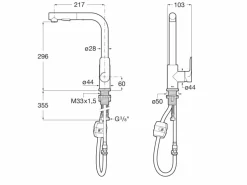 Grifo Monomando Mezclador Para Cocina Con Caño Giratorio Negro Mate – Cala – A5A856ENB0 – Roca