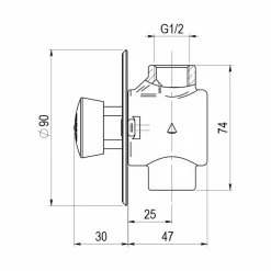 Grifo Temporizado Ducha Empotrada Un Agua Accionamiento Mediante Pulsador. PRESTO 55 Plano – 55010 – Presto Iberica