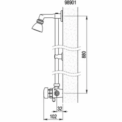 Grifo Temporizado Ducha Vista Mezclador Accionamiento Mediante Pulsador. PRESTO Conjunto Alpa 80 Con Rociador Orientable (sin Racores) – 35901 – Presto Iberica