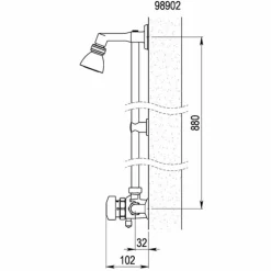 Grifo Temporizado Ducha Vista Mezclador Accionamiento Mediante Pulsador. PRESTO Conjunto Alpa 80 Con Rociador Orientable (con Racores) – 98902 – Presto Iberica