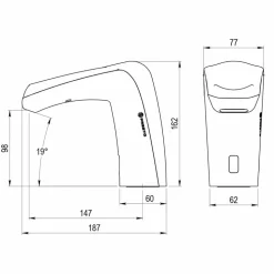 Grifo Temporizado Lavabo Un Agua Repisa Por Sensor Accionamiento Mediante Sensor. PRESTO Domo Sensia L – 79000 – Presto Iberica