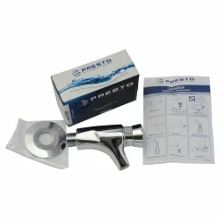 Grifo Temporizado Lavabo Un Agua Mural Visto Accionamiento Mediante Pulsador. PRESTO 504 XL – 95531 – Presto Iberica