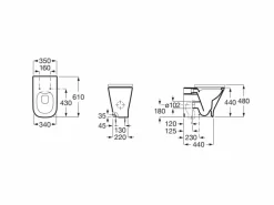 Inodoro Adosado A Pared De Altura Confort Con Salida Dual (incluye Taza Rimless Y Tapa De Supralit® Con Caída Amortiguada) – The Gap Square – Roca – A347479000/A80147200B