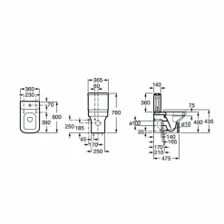 Inodoro Compacto Tanque Bajo Adosado A Pared Rimless – Roca – Dama