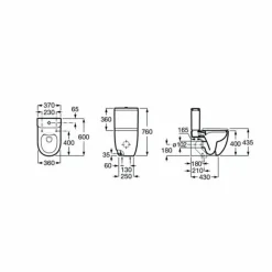 Inodoro Completo Altura Confort Adosado A Pared Con Salida Dual (incluye Taza, Cisterna De Alimentación Inferior Y Tapa De Supralit®) – Roca – Meridian – A34224C00U/A341242000/A8012AB004