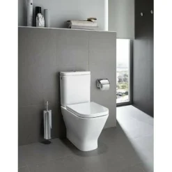Inodoro Completo Compacto Adosado A Pared Con Salida Dual (incluye Taza, Cisterna De Alimentación Inferior Y Tapa Amortiguada De Supralit®) – The Gap Square – Roca – A342472000/A341470000/A80173200B