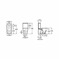 Inodoro Completo Con Salida Vertical (incluye Taza, Cisterna De Alimentación Lateral Y Tapa De Supralit®) – The Gap Square – Roca – A342478/A341471/A801472
