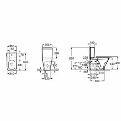 Inodoro Completo De Altura Confort Con Salida Dual (incluye Taza Rimless, Cisterna De Alimentación Lateral Y Tapa De Supralit® Con Caída Amortiguada) – The Gap Square – Roca – A3421AC000/A341471000/A80147200B