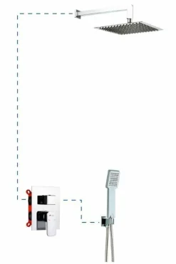 Kit De Ducha Empotrar, Conjunto De Ducha Arles Cromo Con Rociador – 19ARLEC20502 – AQG
