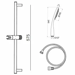 Kit Ducha Tekno Con Accesorios Slim Cromo Flexo Pvc – 367510 – Galindo