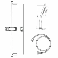 Kit Ducha Tekno Con Accesorios Slim Multi Cromo Flexo Pvc – 367513 – Galindo