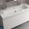 Lavabo De Carga Mineral Con Seno XL Y Dos Huecos Para Grifos- Toscana – Salgar