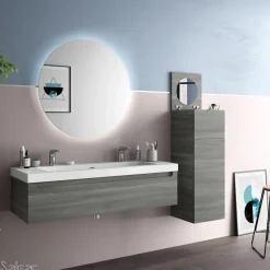 Lavabo De Carga Mineral Con Seno XL Y Dos Huecos Para Grifos- Toscana – Salgar