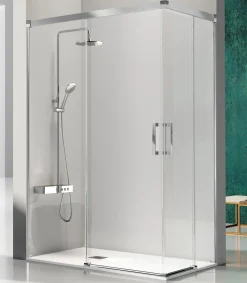 Mampara Angular De Ducha 2 Fijos + 2 Puertas Correderas – Glasé GS607 – Kassandra