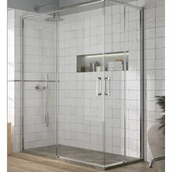 Mampara Angular De Ducha 2 Fijos + 2 Puertas Correderas – Yoko YK607+YK607 – Kassandra