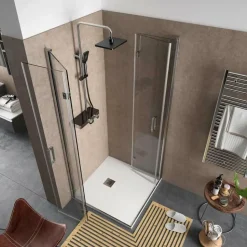 Mampara De Angular De Ducha De Puerta Abatible/plegable – Serie Odense – Salgar