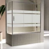 Mampara De Bañera Fijo + 2 Puertas Correderas 6 Mm Cromo Decorado Bali – Kaarol – KA151 – Kassandra