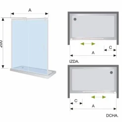 Mampara De Ducha Frontal De Acero 1 Fijo + 1 Puerta Corredera – Slim LM102 12 – Kassandra