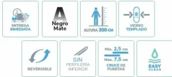 Mampara De Ducha Frontal Fijo + Puerta Corredera Deslizable Por La Parte Inferior Perfil Negro Con Apertura, Sin Cierre MK607 – Moka – Kassandra